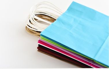 Het blauwe Kleur Gedrukte Kraftpapier-Document Embleem van Zakkencustomzied met Verdraaid Document Handvat leverancier