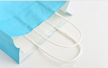 Het blauwe Kleur Gedrukte Kraftpapier-Document Embleem van Zakkencustomzied met Verdraaid Document Handvat leverancier