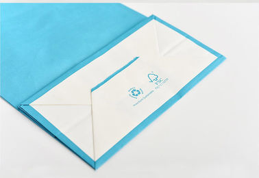 Het blauwe Kleur Gedrukte Kraftpapier-Document Embleem van Zakkencustomzied met Verdraaid Document Handvat leverancier