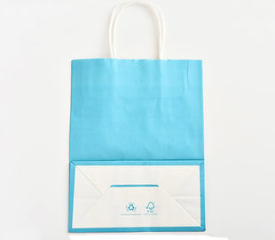 Het blauwe Kleur Gedrukte Kraftpapier-Document Embleem van Zakkencustomzied met Verdraaid Document Handvat leverancier