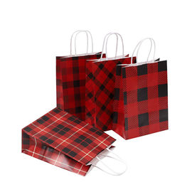 kopen De Gedrukte Boodschappentassen van het netpatroon Douane, de Zakkengrootte van de Pakpapiergift 16 X 8 X 22 Cm online vervaardiging